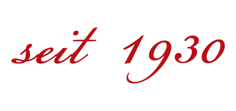 Text in roter Schrift: "seit 1930"